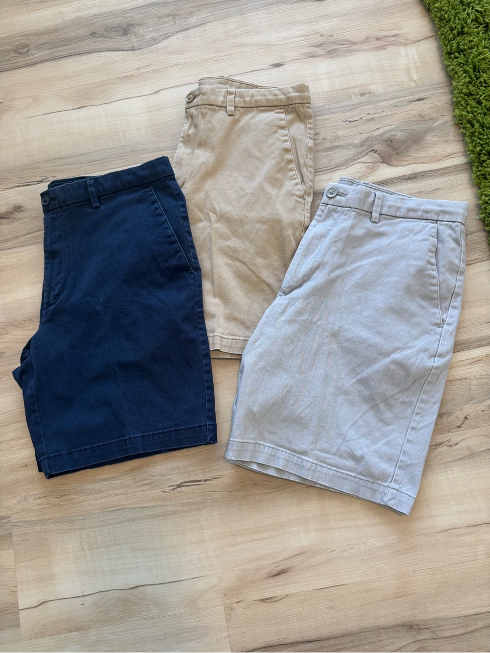 Savane Mens‎ Chino Shorts Bundle 3 Pack Navy Khaki Gray Size 34 Stretch Cotton